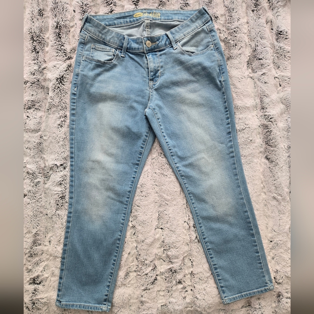 Old Navy ROCK STAR Women's Sky Blue‎ Skinny Crop Jeans - Like New - Size 12